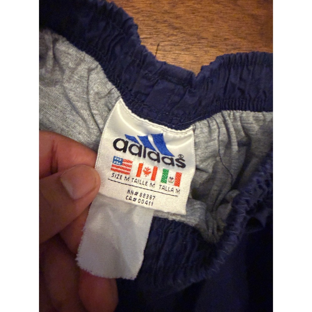 Adidas Vintage Navy Blue 3 Stripe Windbreaker Track Pants Mens Medium - Picture 3 of 8